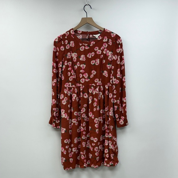 Seraphine Maternity Floral Nursing Long Sleeve A-Line Dress Burgundy 4 - Picture 3 of 11